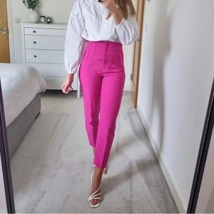 NEW ZARA HIGH-WAISTED PANTS FUCHSIA PINK